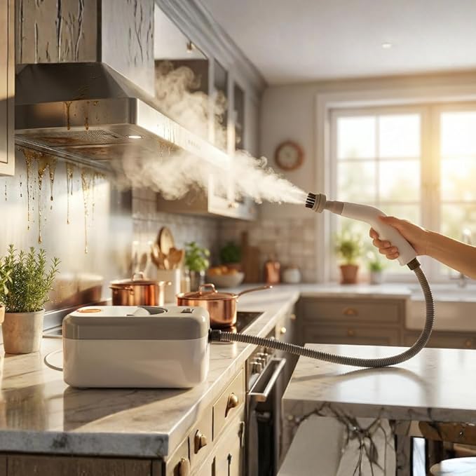 Handheld Steam Cleaner1200W High-Pressure Steam Cleaner with 850ml Large Tank 9-Piece Accessory Set for Home Use 20s Fast Heating Perfect for Cleaning Kitchen Bathroom Furniture and Tile Grout