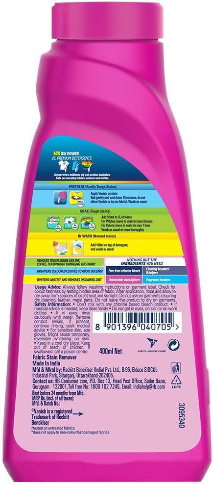 Vanish Oxi Action Stain Remover Washing Liquid - 400 ml - India