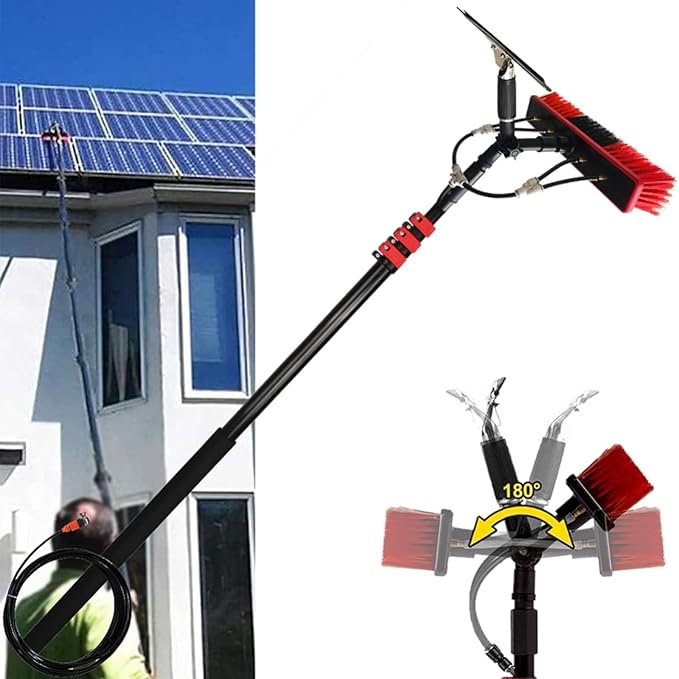 Glass Cleaning Brush Home Water Fed Telescopic Pole Kit Solar Panel Brush Rotating for Photovoltaic PanelExtendable Telescopic Brush 3.610.8M Window Cleaning Rod Ideal for Conservatory Roof