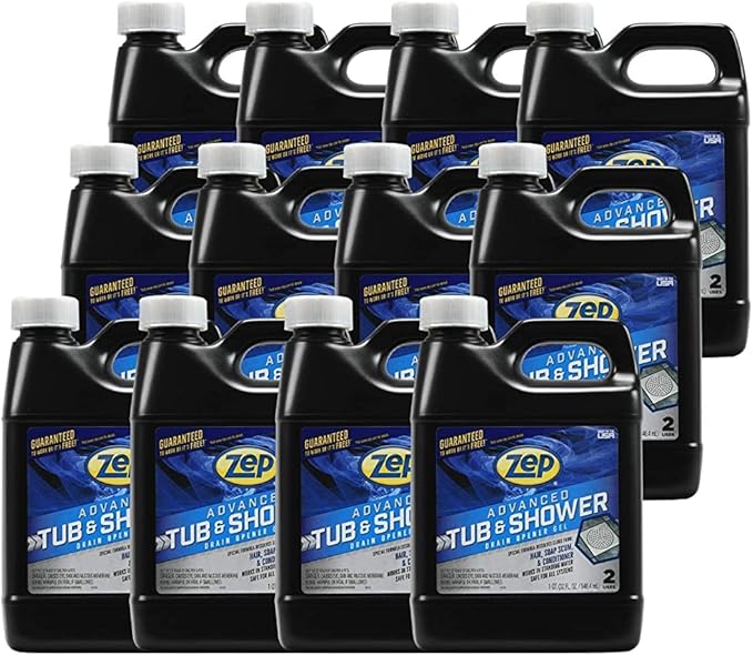 Zep Advanced Tub and Shower Drain Opener Gel - 32 oz (Case of 12) U49210 - Formulated For Hair Soap and Conditioner