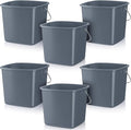 Zhehao 6 Pcs 3 Quart Bucket for Cleaning Small Sanitizer Bucket for Restaurant Square Plastic Pail with Handles for Home Offices Commercial Use Food Service(Gray)