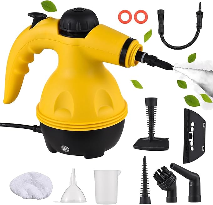 1200W Handheld Steam Cleaner - High Temperature Pressurized Portable Steamer with 10 Attachments for Deep Cleaning Kitchen Bathroom Car Interiors &amp Windows