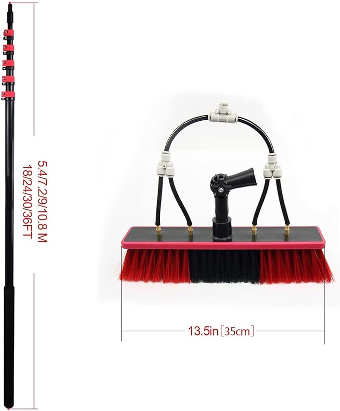 Water Fed Pole Kit Extension Pole Outdoor Window Cleaner Brush Solar Panel Cleaning Tool Washing Tool Tall Window Glass Cleaning7.2m/24FT