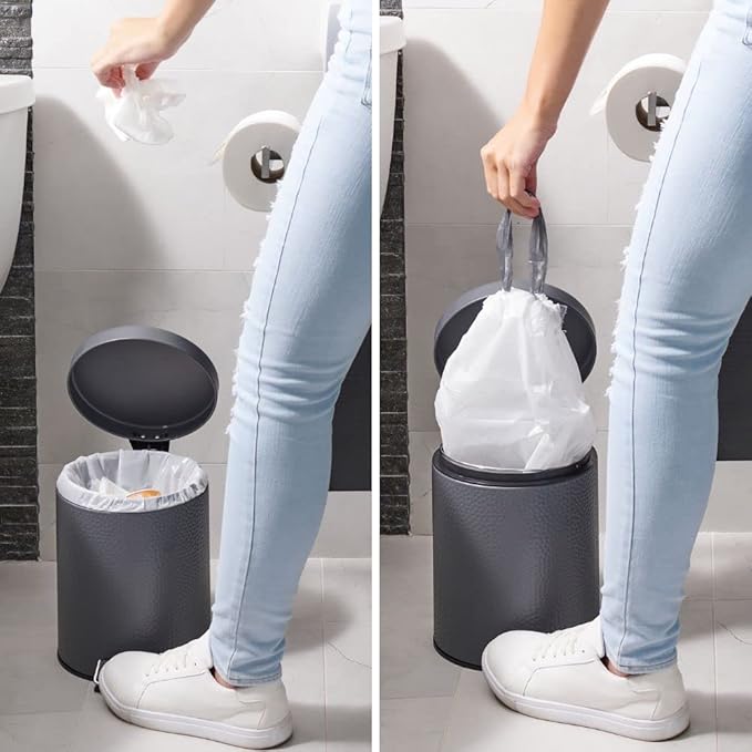 Plasticplace Custom Fit Trash Bags Compatible with simplehuman Code V (200 Count) White Drawstring Garbage Liners 4.2-4.8 Gallon/ 16-18 Liter 14.5 x 27.5 (Pack of 4)