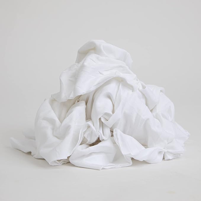 Arkwright Premium T-Shirt Rags Bulk 10 lb Bag Cotton Cleaning Towels Low Lint Knit Wiping Cloths for Paint Stain Grease Shop and Auto Use Quick Dry Machine Washable White