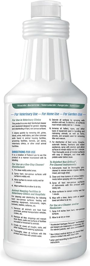 REScue One-Step Ready-to-Use Disinfectant Cleaner &amp Deodorizer – For Veterinary Use Animal Shelters Pet Foster Homes Kennels Litter Box – 32 Ounce RTU (6 Pack)