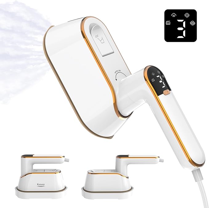 Portable Travel Steamer Iron for Clothes with LCD Display - 4 Mode Handheld Mini Clothing Steam Iron 1200W Small Garment Steamer Hand Held Fabric Steamer for Home Dorm Travel (120V ONLY)(White)