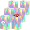 Tinlade 6 Pack 13 Gallon Iridescence Disposable Trash Cans Extra Large Thickened Waterproof Reusable Garbage Bins Foldable Pop up Recycle Bins for Galentines Day Bachelorette Wedding Iridescent Party