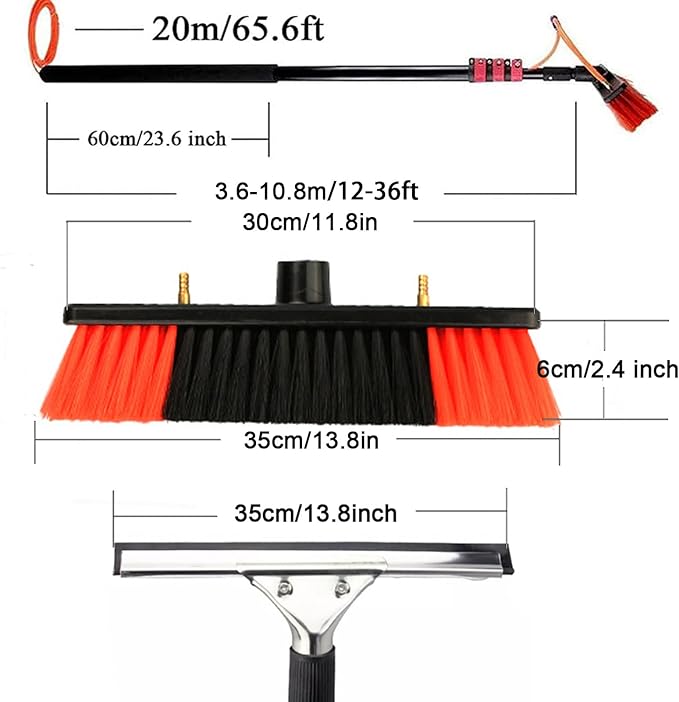 Telescopic Window Cleaner glass cleaning tool Water Fed Telescopic Brush for cleaning solar panels and window glass overhead cleaning10.8M/36FT