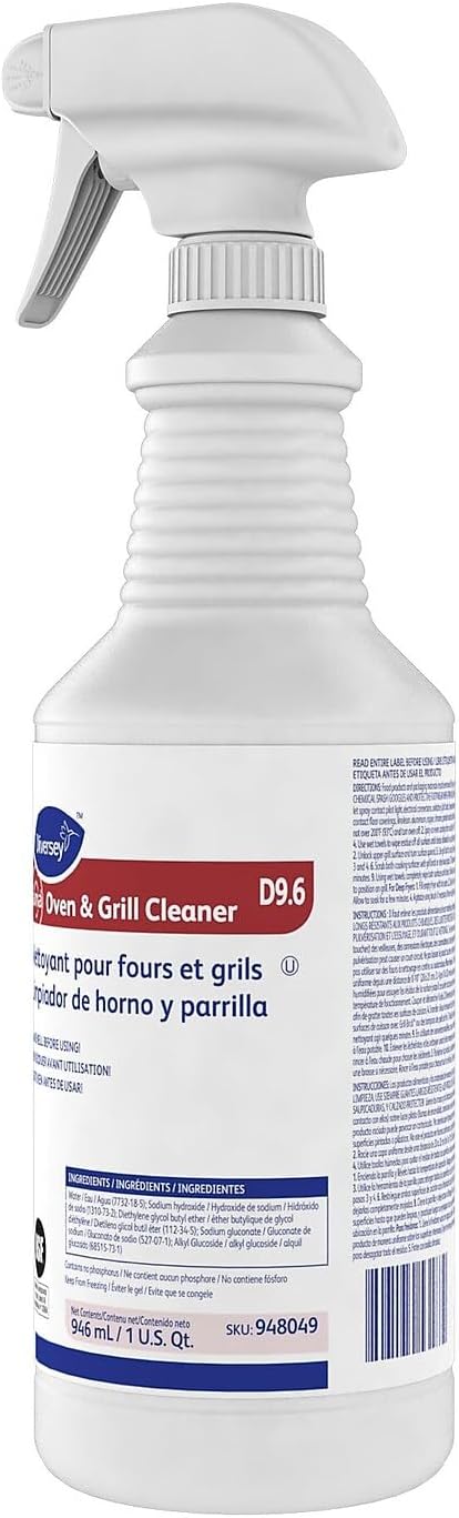 Diversey 948049 SUMA Oven and Grill Cleaner Heavy Duty Removes Baked on Grease and Carbon Buildup Capped Ready-to-Use Gel 32-Ounce (Pack of 12 with 2 Spray Nozzles)