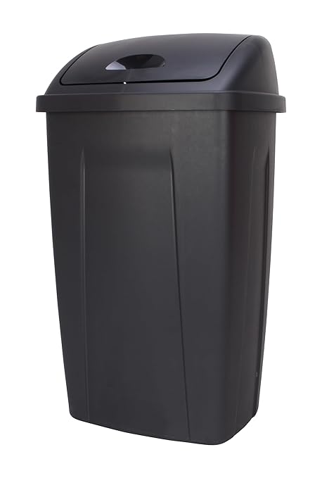 13 Gallon Trash Can Plastic Swing Top Kitchen Garbage Trash Can Black