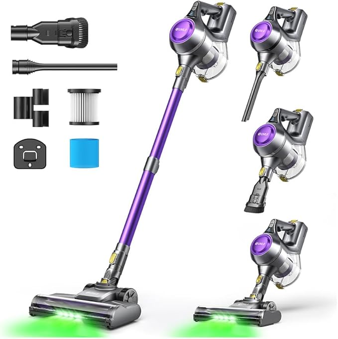 Cordless Vacuum Cleaner Stick Vacuum Cleaners for Home with 40Kpa Powerful Suction 45 Mins Runtime 1.6L Dust Box Anti-Tangle 8-in-1 Rechargeable Vacuum for Hardwood Floor Carpet Pet Hair
