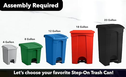 23 Gallon Commercial Step-On Trash Can with Lid Heavy-Duty Green Plastic Garbage Bin Large Rectangular Waste Container for Office Restaurant Warehouse or Kitchen
