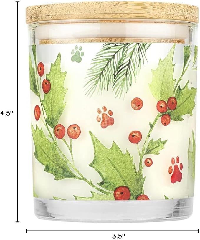 One Fur All Pet House Candle 2 Pack - Plant-Based/Soy- Clean Burning Scented Long Lasting Pet Odor Candle for Home - Hollyberry