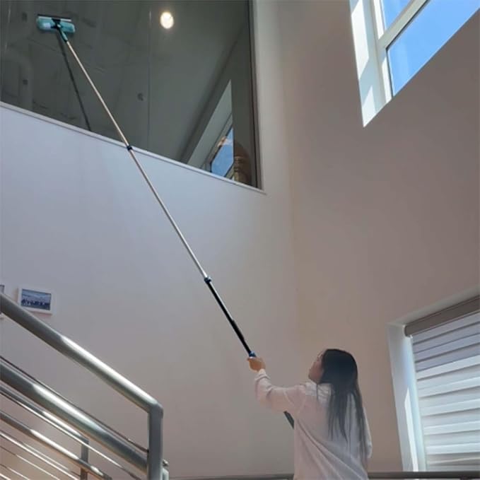 30 Foot Fan Cleaner High Ceiling 2 Cobweb Dusters with Heavy Duty Extension Pole Window Squeegee Kit Household Cleaning Gloves(24ft)