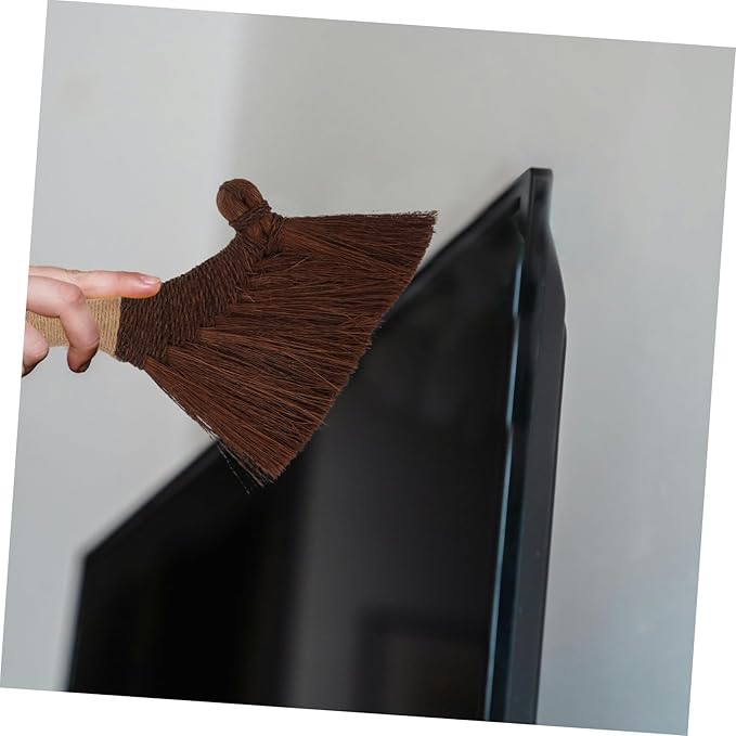 KICHOUSE Handheld Desktop Broom Indoor Dust Mop for Corner Cleaning Natural Straw Soft Bristles for Office Home Kitchen