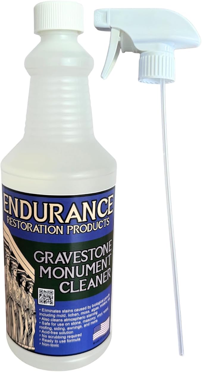 Endurance Gravestone &amp Monument Cleaner - 1 Quart (Spray Bottle)