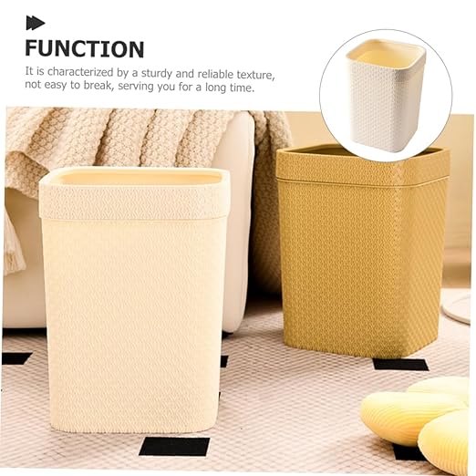 ABOOFAN Rattan Desktop Trash Can for Small Bathroom Office Desk Wastebasket Lid