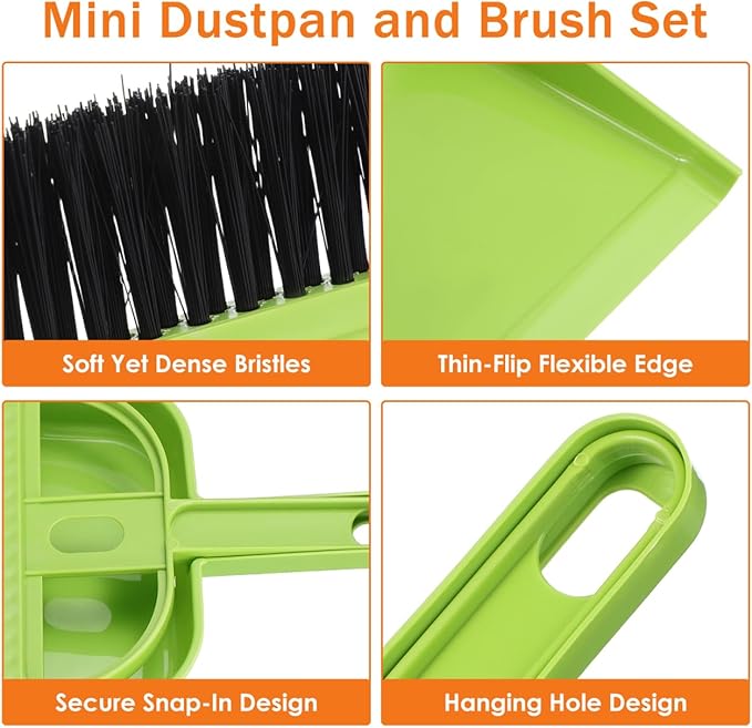 Healifty 18 Pack Mini Dust Pan and Brush Set Small Broom and Dustpan with Handle for Pets Kids Desk Home Camping Hand Cleaning Supplies