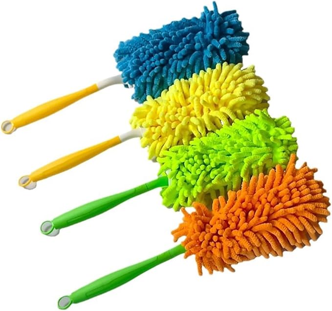 Microfiber Chenille Home Plastic Handle Dust Brush Ceiling Clean Multifunction Cleanninfg Tools Protable Car Removal Duster(Saffron)