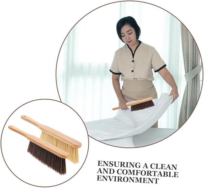 Happyyami 4pcs Soft Bristle Brush for Cleaning Hand Broom Brush Dust for Block Bench Furniture Garden