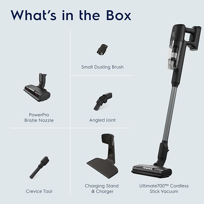 Electrolux Ultimate700 Cordless Stick Vacuum with PowerPro Bristle Nozzle and High Suction Power 50-Minute Run Time 4 Power Modes Granite Gray