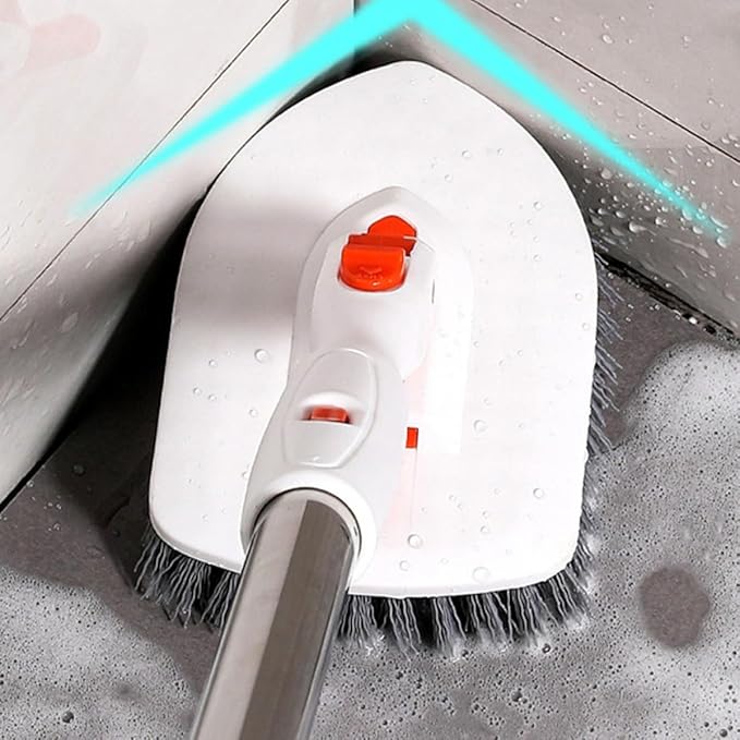 Multi-Function Floor Scrub Brush Set with Extendable Handle Bathroom Grout Brush and Tile Cleaning Scrubber Hard Bristle Replacement Head and Cleaning Cloth for Deep Floor