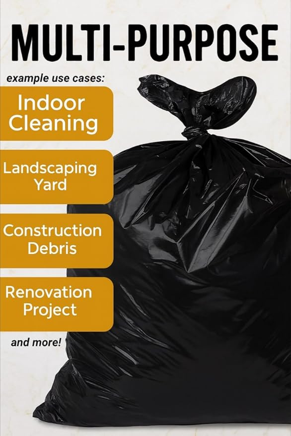 32–33 Gallon Heavy Duty Trash Bags 100 Count – 2.5 Mil Thick Black Contractor Garbage Bags for Outdoor Bins Lawn Construction &amp Commercial Use – Tear-Resistant Can Liners 32 x 38