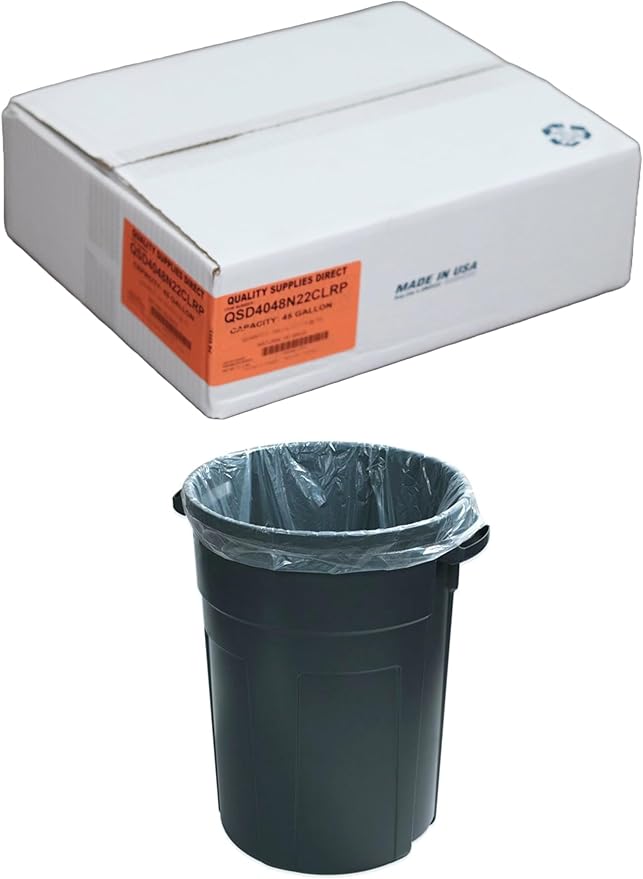Trash Bags Clear 40-45 Gallon 40 x 48 - (150 Count) Super High Density Rolls 22 Microns (Heavy Duty Trash Liners) | Clear Multi-Use Garbage Bags | Bulk Package | Made in USA | $ Savings $
