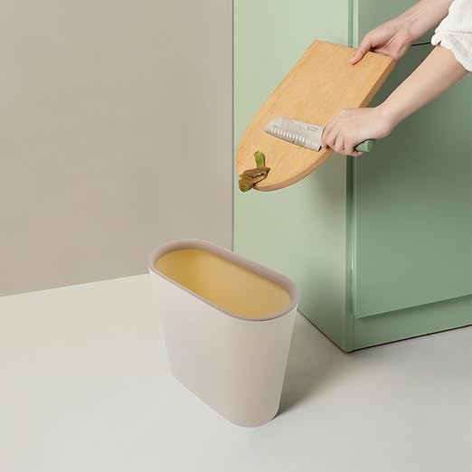 Alipis Large Narrow Space Trash Can with Press Ring for Secure Bag Fit Lidless Design for Odor Reduction Wide Capacity Wastebasket for Bathroom Kitchen Living and Office Use