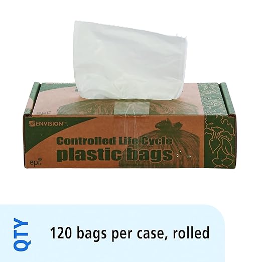Stout by Envision Controlled Life-Cycle Plastic Trash Bags Pallet of 238 Cases (28560 Bags Total) 13 Gal. 24x30 Medium White Plastic Made in The USA
