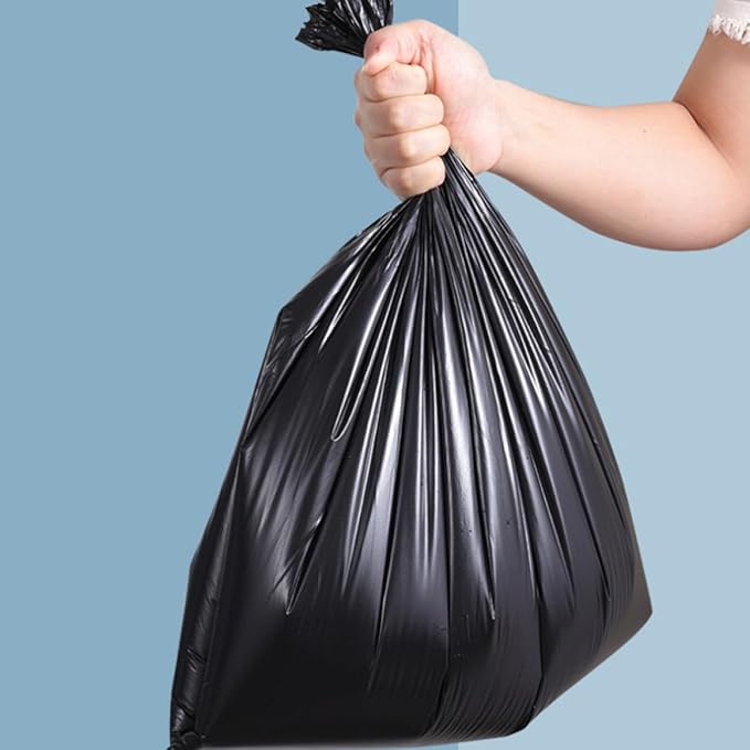 200pcs Black Kitchen Trash Bags Thickened Plastic Garbage Bags with Handles Heavy Duty Household Bathroom and Bedroom Waste Can Liners for Home and Commercial Use