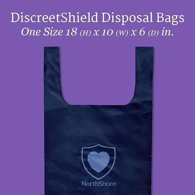 NorthShore DiscreetShield Disposal Bags for Adult Diapers 75-Count Opaque Navy Scented Easy-Tie Handles