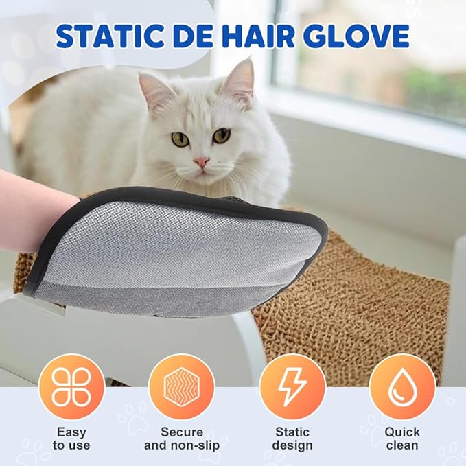 Pet Hair Removal Glove 2025 Upgrade Pet Hair Remover Electrostatic Gloves Pet Hair Removal Tool Pet Hair Remover Mitt Reusable Cat Grooming Gloves for Dogs Cats Furniture &amp Clothes (1 Pack)