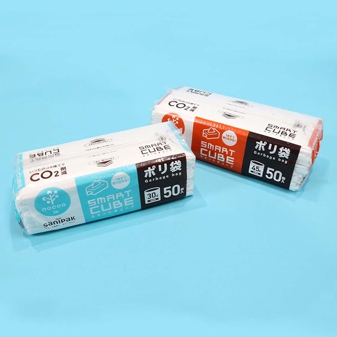 [Amazon.co.jp Limited] Japan Sanipack Smart Cube NOCOO IN Trash Bags 1.5 gal (45 L) Translucent Easy Removing Tissue Type 50 Sheets x 4 Pack 25.6 x 31.5 inches (65 x 80 cm) 0.017 mm) CSC40