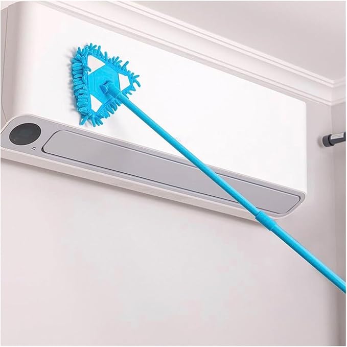 Telescopic Triangle Mop Adjustable Cleaning Household Ceiling Floor Washing Brush Tiles Walls Clean Tools Supplies(Purple Head)