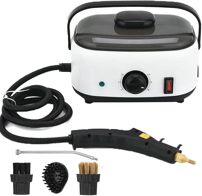 2500w Handheld High Temp Portable Cleaning Machine Steam Cleaner Natural Steam Cleaner with 3 Brush Heads 6-Level Air Output Adjustment Portable Multipurpose Steam Cleaner for Kitchen FurnitureCar