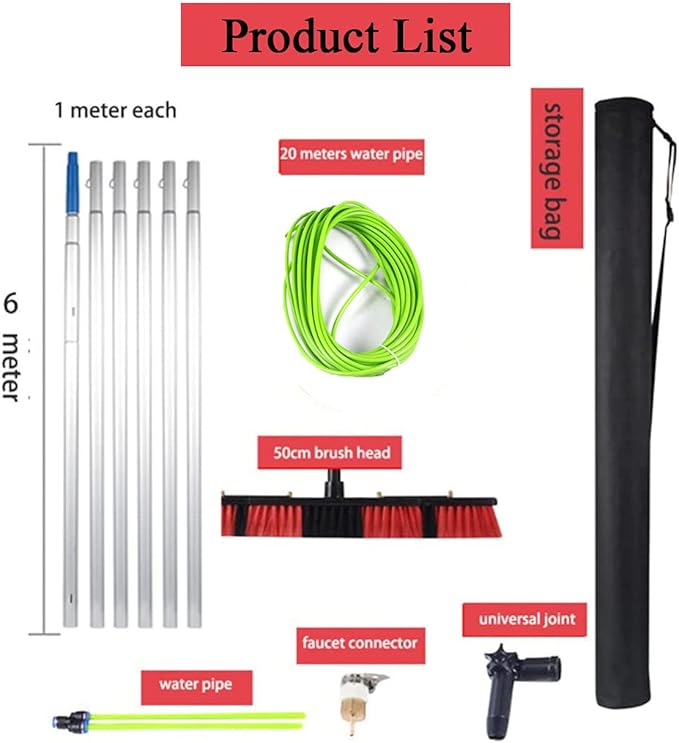 Window Cleaning Brush Water Fed Pole Kit Solar Panel Cleaning Equipment Tool Photovoltaic Module Cleaning Tool The Length of The Telescopic Rod Can Be Adjusted Freely12FT/3.6M