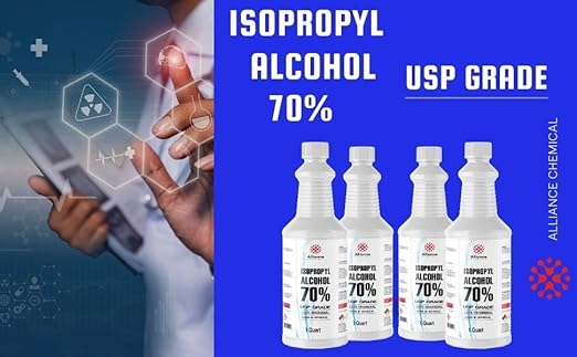 Isopropyl Alcohol (IPA) 70% - USP Medical Grade - 1 Gallon (4 x 32 FL Oz Bottles) - Rubbing Alcohol 70 Percent - Alliance Chemical - Made in America