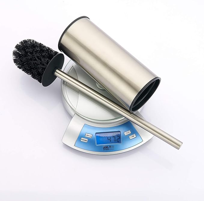 BGL Toilet Brush Holder Brushed Nickel Stainless Steel 304 Brushed Nickel Round Freestanding Toilet Bowl Brush and Holder for Bathroom
