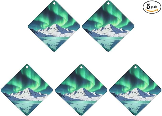 5PCS Car Air Freshener Hanging Personalized Double Sided Snow Lakes Car Fresheners Long Lasting New Cars Scents Cute Automotive Freshies for Closets Drawers (tea)
