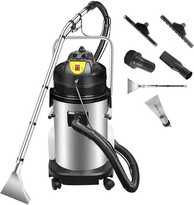 Commercial Carpet Cleaner3-in-1 Extractor Vacuum40L Powerful SuctionSpraying ExtractionStainless Steelfor Heavy Duty Carpet Upholstery Floor Cleaning 60L