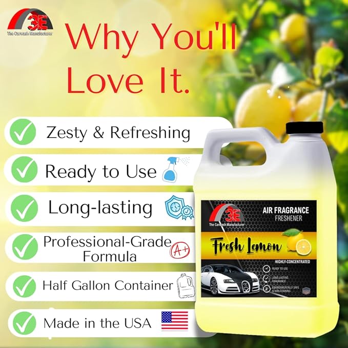 Air Freshener Fresh Lemon Scent and Odor Eliminator Premium Smell Fragrance Premium Smell and Odor Eliminator Half Gallon (64 oz)