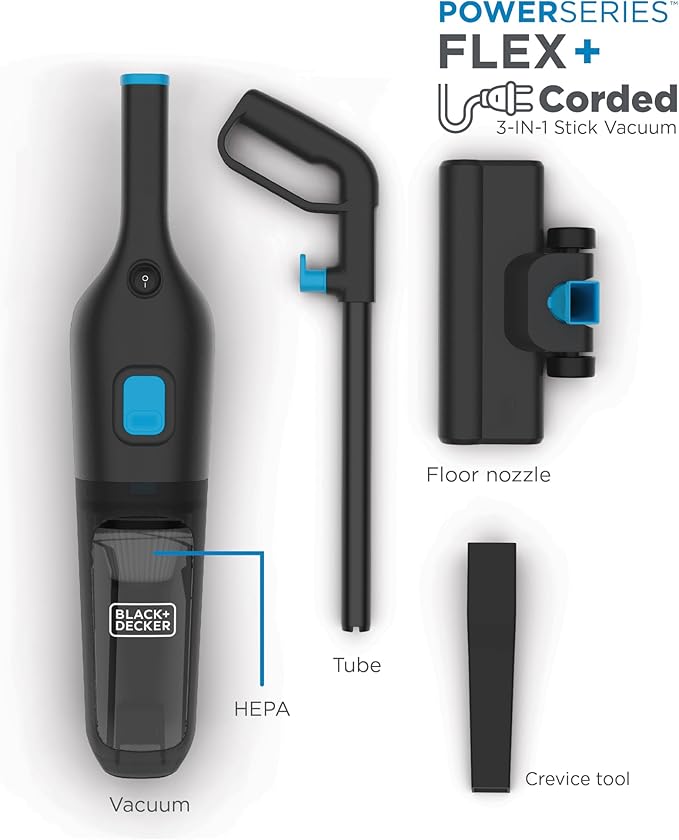 BLACK+DECKER PowerSeries Flex+ 3-in-1 Stick Vacuum