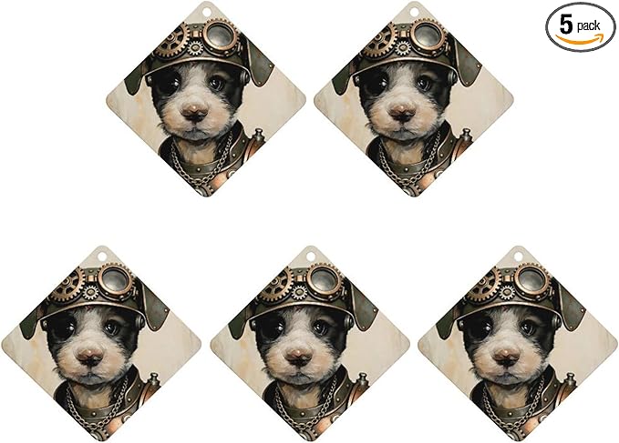 5PCS Car Air Freshener Hanging Personalized Double Sided Steampunk Puppy Car Fresheners Long Lasting New Cars Scents Cute Automotive Freshies for Closets Drawers (tea)