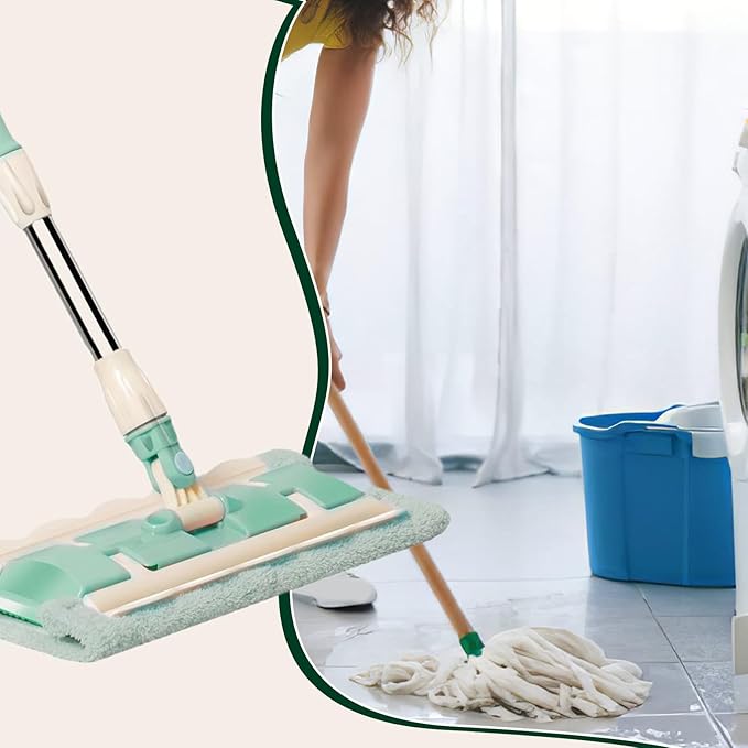 Microfiber Mops 360 Degree Rotating Quick Cleaning Tool Floor Maintenance Accessory Telescopic Handle Mop 7 Pads Kit Home Apartment Cleaner Multipurpose Floor Mop for Daily Maintenance