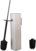 Toilet Brush and Holder Wall Mounted Brushed Nickel Aluminum with 2 Replaceable Heads Bathroom Toilet Brush Drill or 3M Adhesive Mount for Bathroom