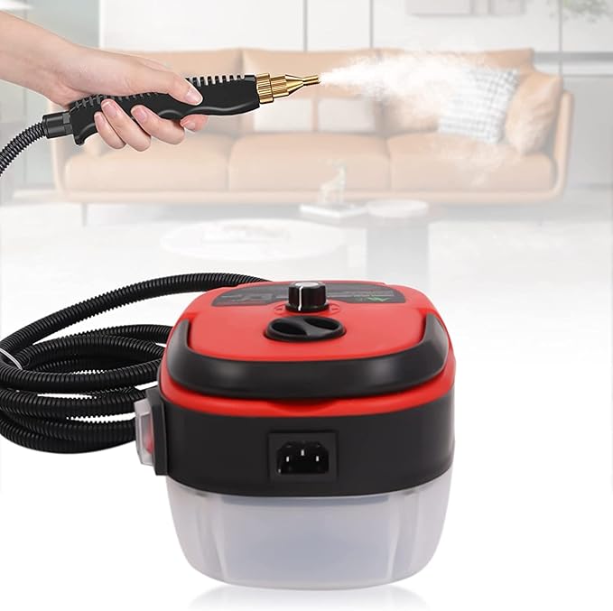 Steamer for Cleaning Pressure Steam Cleaner Handheld High Temp Portable Steam Cleaner Electric Steam Machine for Home Use Grout Tile Car Detailing Kitchen Bathroom (Red)