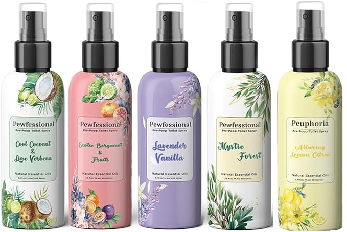 Poop Spray for toilet Pre Poo Toilet Spray Bathroom Odor Eliminator and Air Freshener 2.5 Ounce 5 pack Travel Size