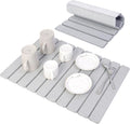 BoxedHome Large Stone Dish Drying Mat for Kitchen Counter Foldable Diatomaceous Earth Water Absorbing Mat Bottles Cups 24(L)×16(W) Light Gray